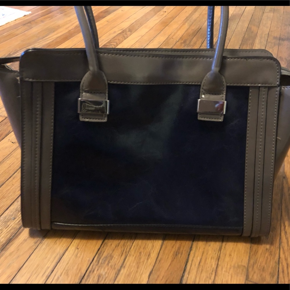 Giani Bernini Leather Satchel/Tote. Grey & Blue.